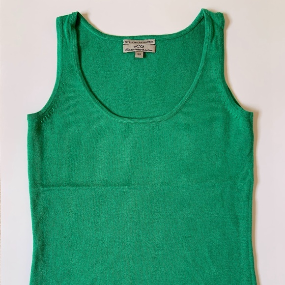 Green Sleeveless Tank by LG Cashmere by Chow -85% SILK, 15% CASHMERE - Picture 1 of 3